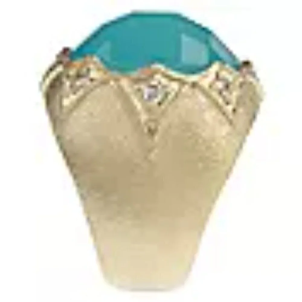 Rivka Friedman 18K Gold Clad Caribbean Blue Quartzite Bold Round Faceted Ring